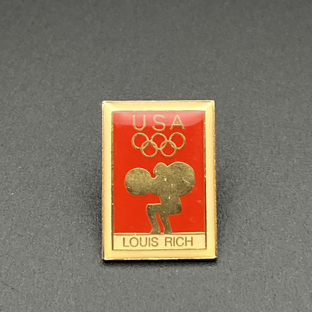 Vintage‎ Olympic Games Team USA Louis Rich Sponsor Weightlifting Lapel Hat Pin